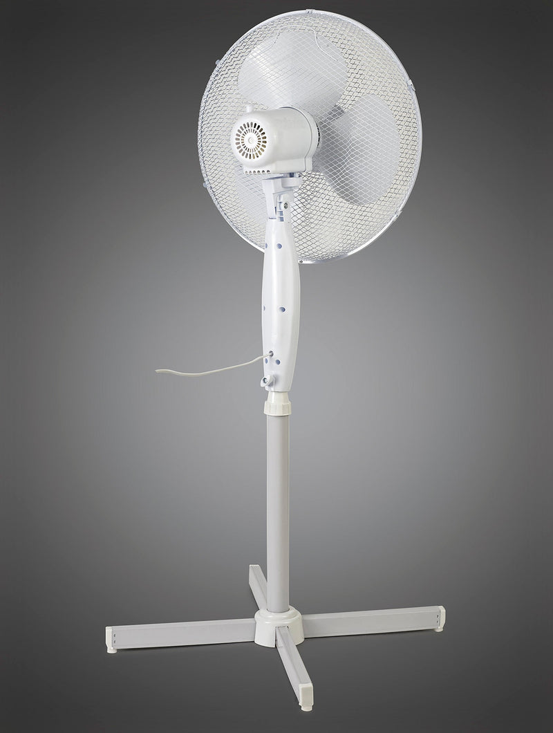 Deco Airo 45W 16", 3 Speed Oscillating Pedestal Fan, White • D0435