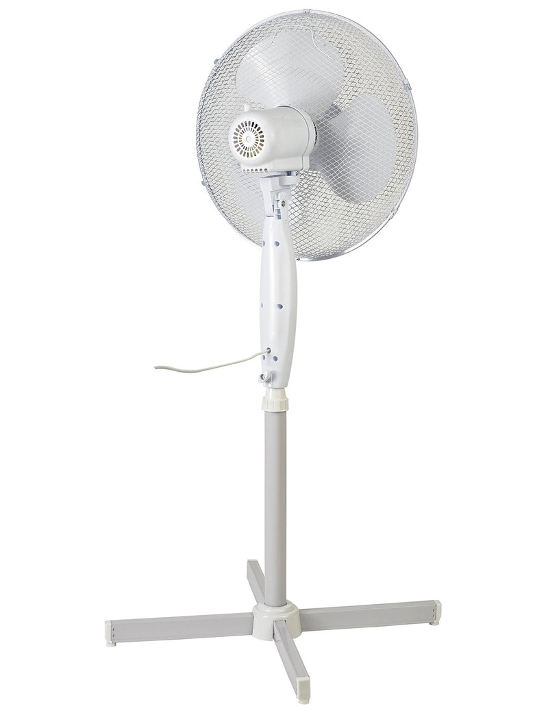 Deco Airo 45W 16", 3 Speed Oscillating Pedestal Fan, White • D0435