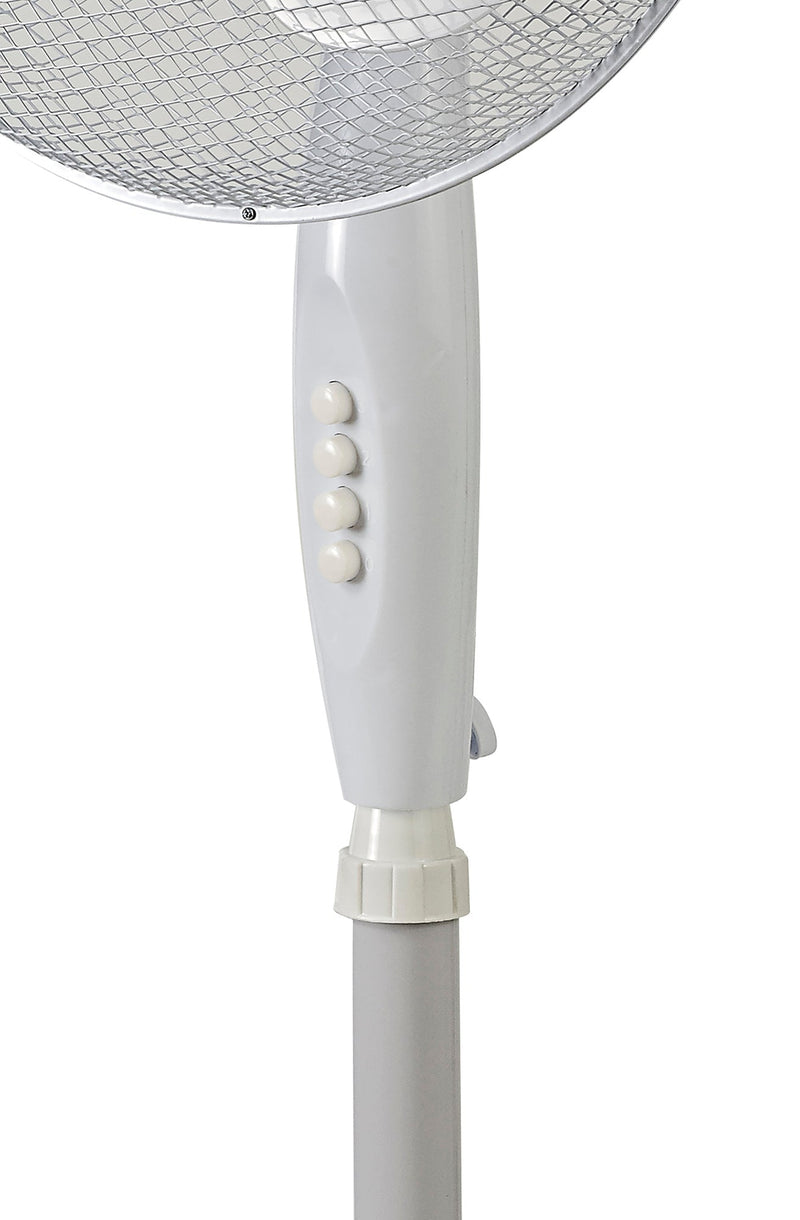 Deco Airo 45W 16", 3 Speed Oscillating Pedestal Fan, White • D0435