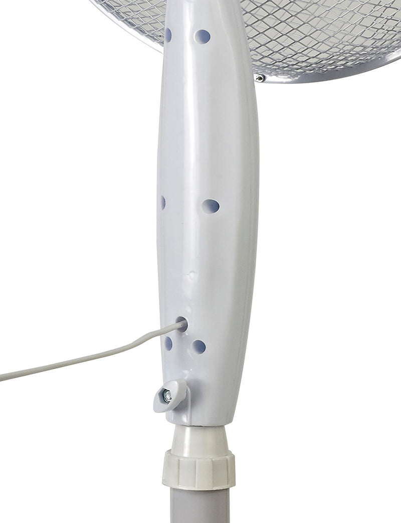 Deco Airo 45W 16", 3 Speed Oscillating Pedestal Fan, White • D0435