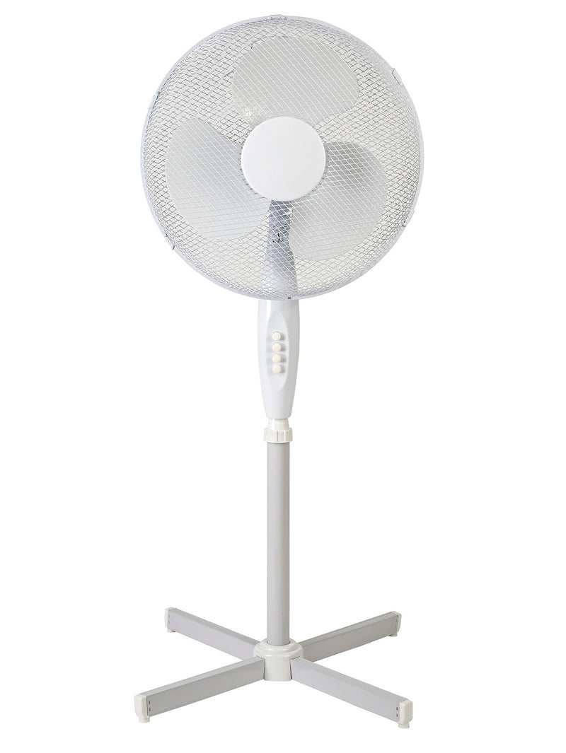 Deco Airo 45W 16", 3 Speed Oscillating Pedestal Fan, White • D0435