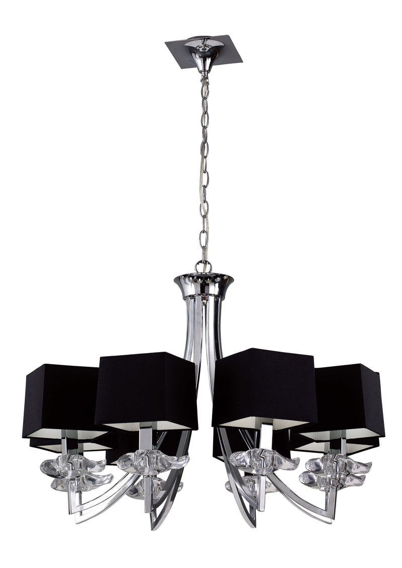 Mantra M0780 Akira Pendant 8 Light E14, Polished Chrome With Black Shades • M0780
