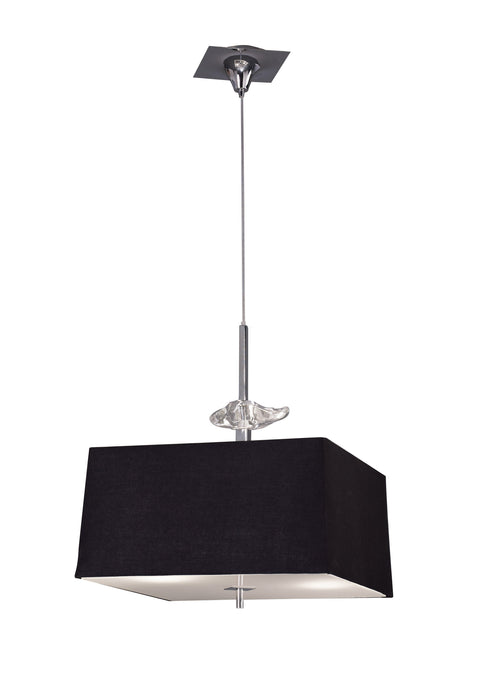 Mantra M0784 Akira Square Pendant 4 Light E27, Polished Chrome/Frosted Glass With Black Shade • M0784