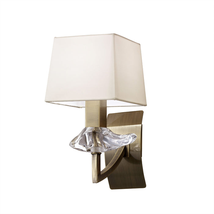 Mantra M0786AB/S Akira Wall Lamp Switched 1 Light E14, Antique Brass With Cream Shade • M0786AB/S