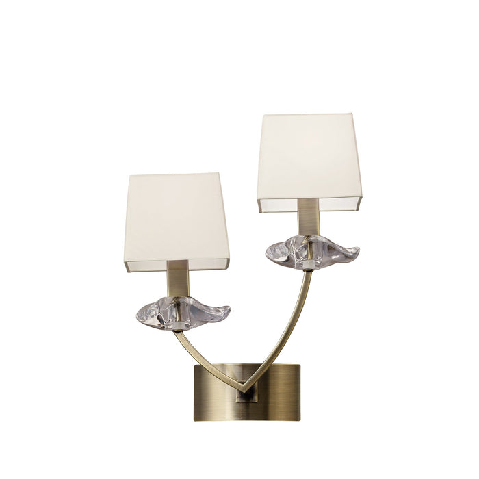 Mantra M0787AB/S Akira Wall Lamp Switched 2 Light E14, Antique Brass With Cream Shades • M0787AB/S