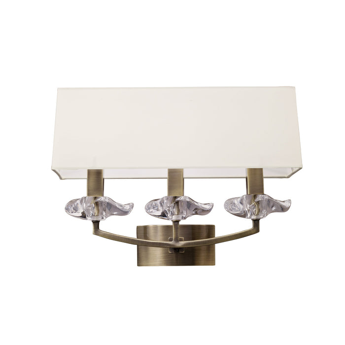 Mantra M0788AB/S Akira Wall Lamp Switched 3 Light E14, Antique Brass With Cream Shade • M0788AB/S