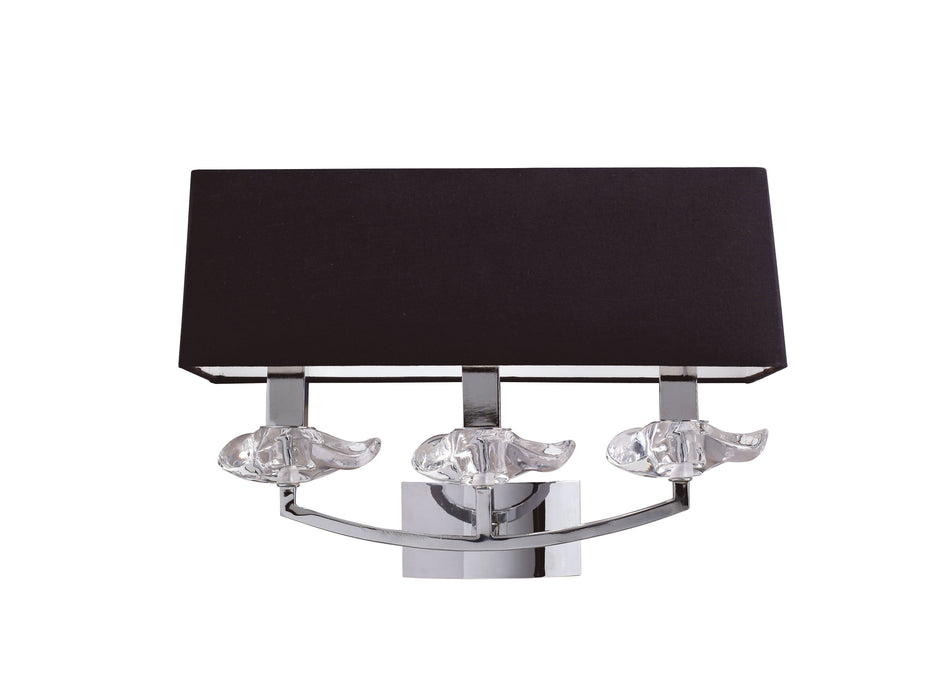 Mantra M0788/S Akira Wall Lamp Switched 3 Light E14, Polished Chrome With Black Shade • M0788/S