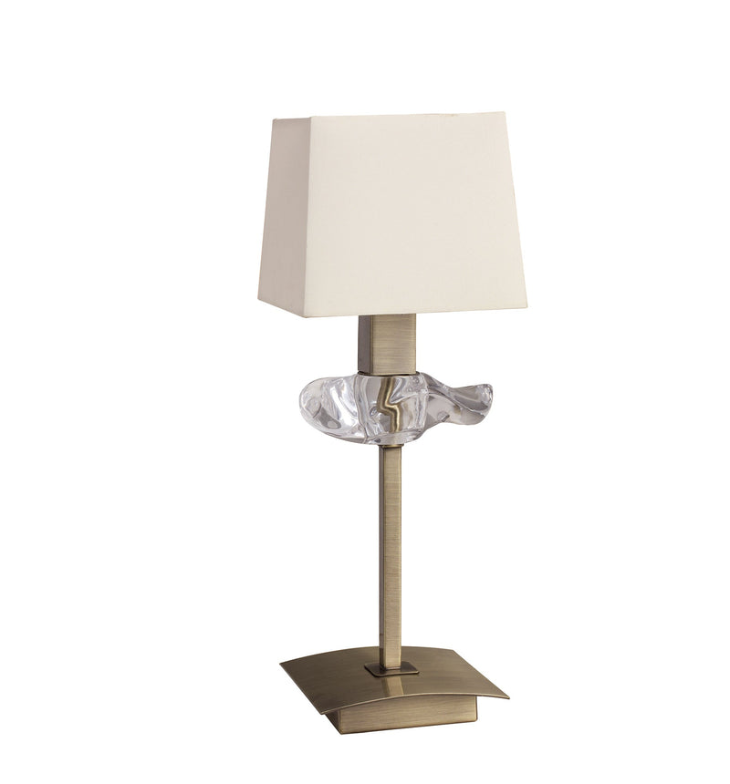 Mantra M0789AB Akira Table Lamp 1 Light E14, Antique Brass With Cream Shade • M0789AB