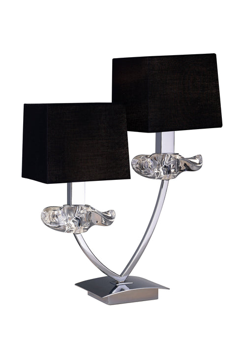 Mantra M0790 Akira Table Lamp 2 Light E14, Polished Chrome With Black Shades • M0790