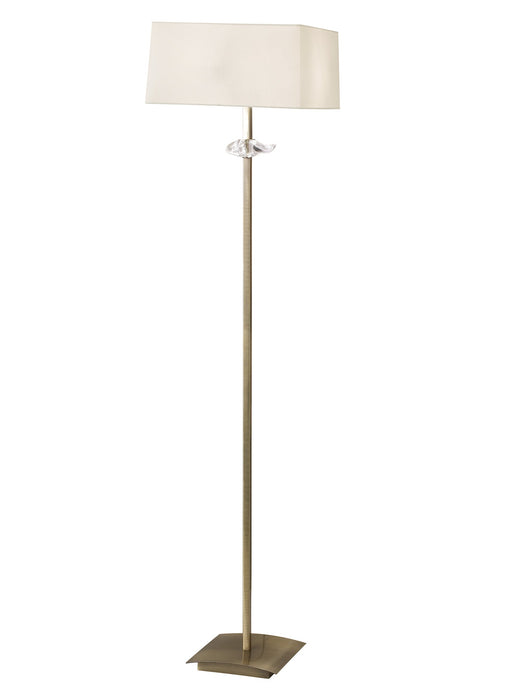 Mantra M0791AB Akira Floor Lamp 3 Light E27, Antique Brass With Cream Shade • M0791AB