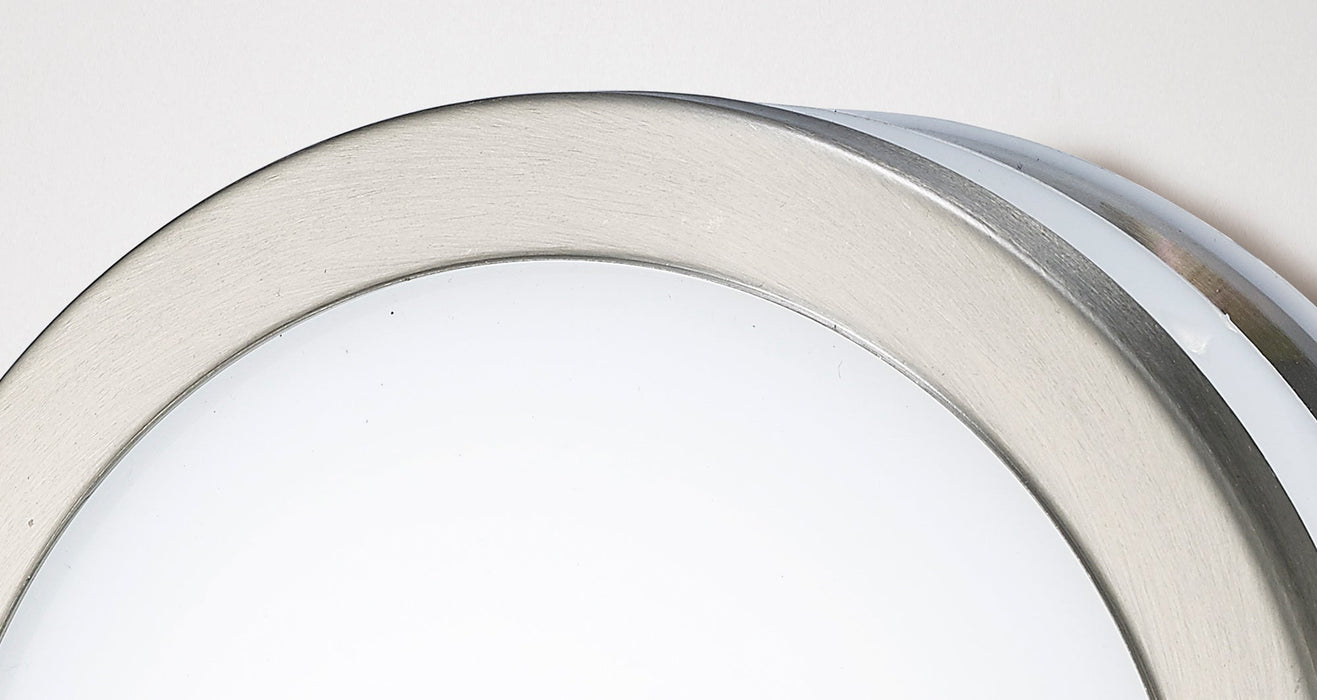 Deco Aldo Round Flush Ceiling/Wall Lamp 2.4W LED 4000K IP44 Exterior Plain Design Stainless Steel/Opal • D0080