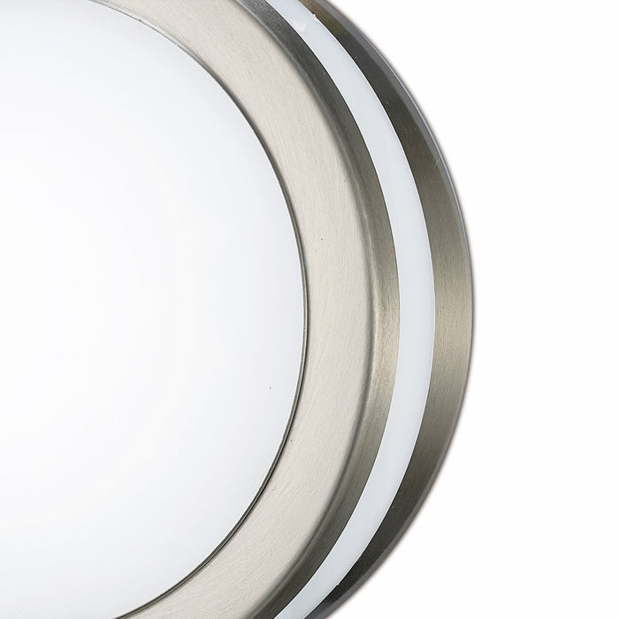 Deco Aldo Round Flush Ceiling/Wall Lamp 2.4W LED 4000K IP44 Exterior Plain Design Stainless Steel/Opal • D0080
