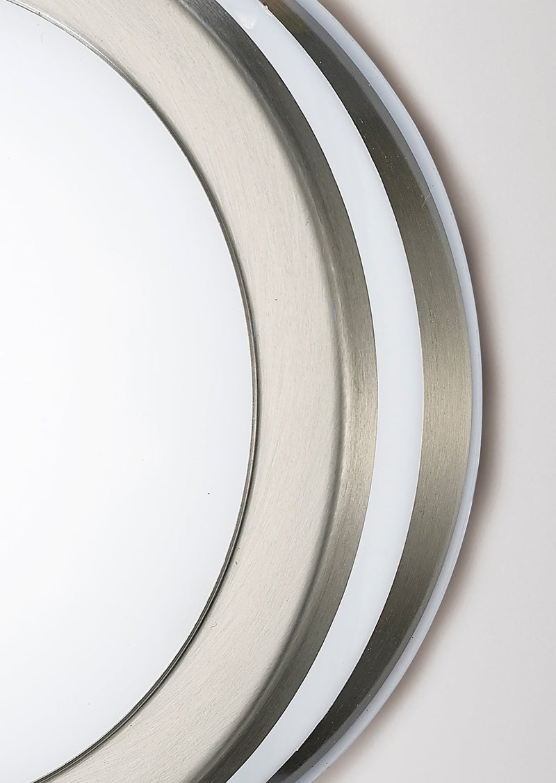 Deco Aldo Round Flush Ceiling/Wall Lamp 2.4W LED 4000K IP44 Exterior Plain Design Stainless Steel/Opal • D0080