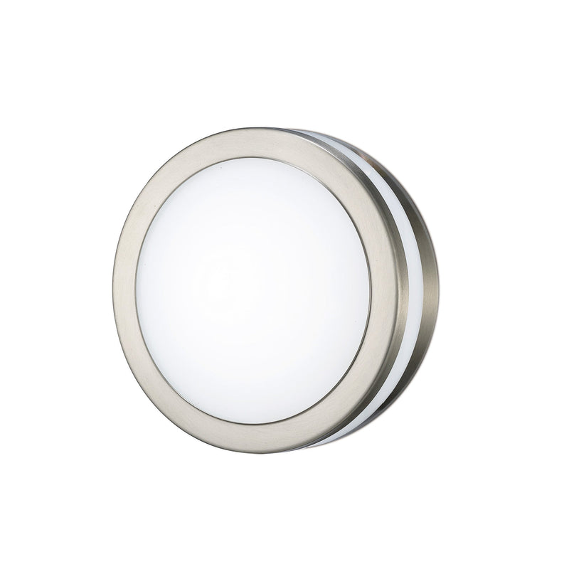 Deco Aldo Round Flush Ceiling/Wall Lamp 2.4W LED 4000K IP44 Exterior Plain Design Stainless Steel/Opal • D0080