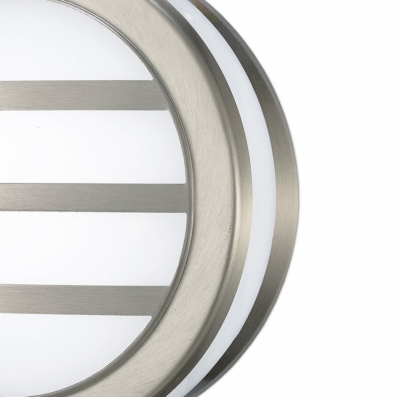 Deco Aldo Round Flush Ceiling/Wall Lamp 2.4W LED IP44 Exterior Louvre Design Stainless Steel/Opal • D0081