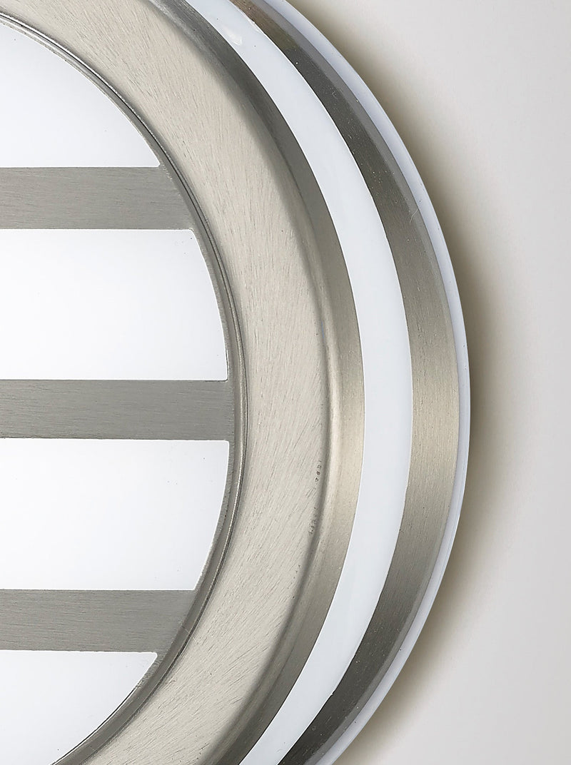 Deco Aldo Round Flush Ceiling/Wall Lamp 2.4W LED IP44 Exterior Louvre Design Stainless Steel/Opal • D0081