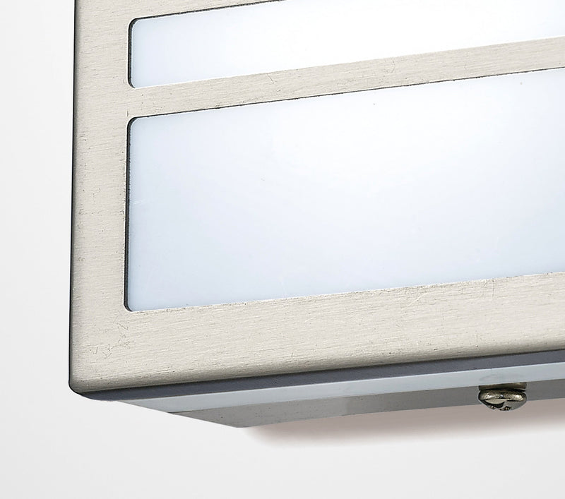 Deco Aldo Square Flush Ceiling/Wall Lamp 2.4W LED IP44 Exterior Louvre Design Stainless Steel/Opal • D0082