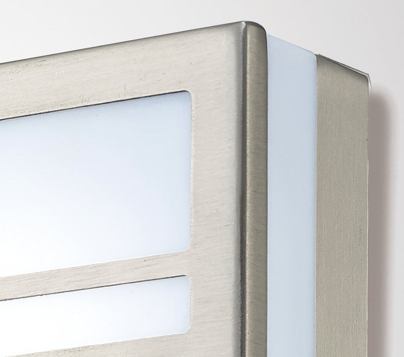 Deco Aldo Square Flush Ceiling/Wall Lamp 2.4W LED IP44 Exterior Louvre Design Stainless Steel/Opal • D0082