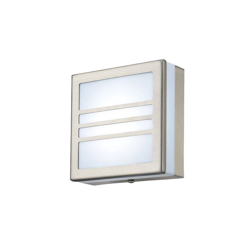 Deco Aldo Square Flush Ceiling/Wall Lamp 2.4W LED IP44 Exterior Louvre Design Stainless Steel/Opal • D0082