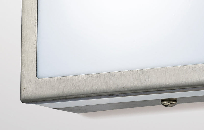 Deco Aldo Square Flush Ceiling/Wall Lamp 2.4W LED IP44 Exterior Plain Design Stainless Steel/Opal • D0083