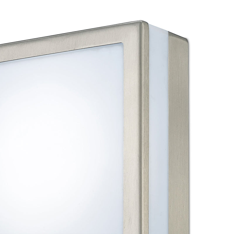 Deco Aldo Square Flush Ceiling/Wall Lamp 2.4W LED IP44 Exterior Plain Design Stainless Steel/Opal • D0083