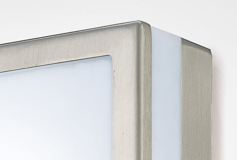 Deco Aldo Square Flush Ceiling/Wall Lamp 2.4W LED IP44 Exterior Plain Design Stainless Steel/Opal • D0083