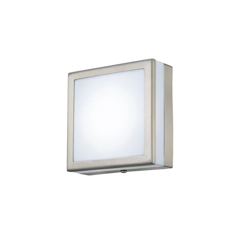 Deco Aldo Square Flush Ceiling/Wall Lamp 2.4W LED IP44 Exterior Plain Design Stainless Steel/Opal • D0083