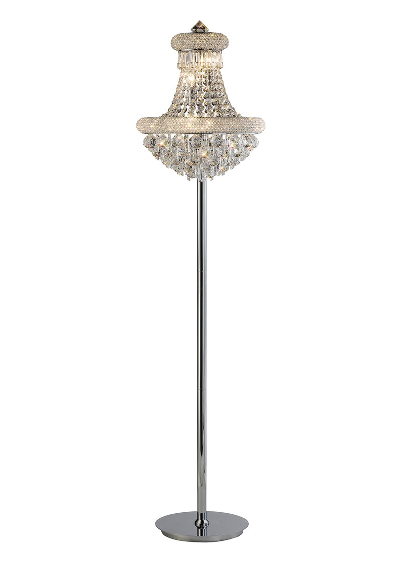 Diyas Alexandra Floor Lamp 6 Light E14 Polished Chrome/Crystal, Item Weight: 19.5kg • IL31444