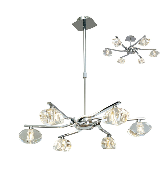 Mantra M0412 Alfa Telescopic Semi Flush Convertible 6 Light G9, Polished Chrome • M0412