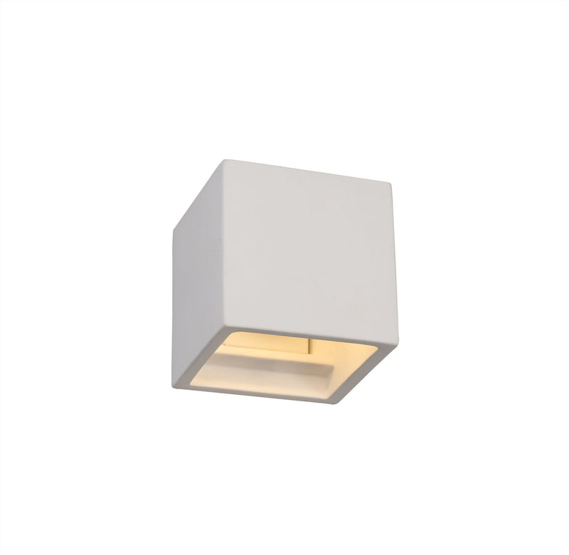 Deco Alina Square Wall Lamp, 1 x G9, White Paintable Gypsum • D0494
