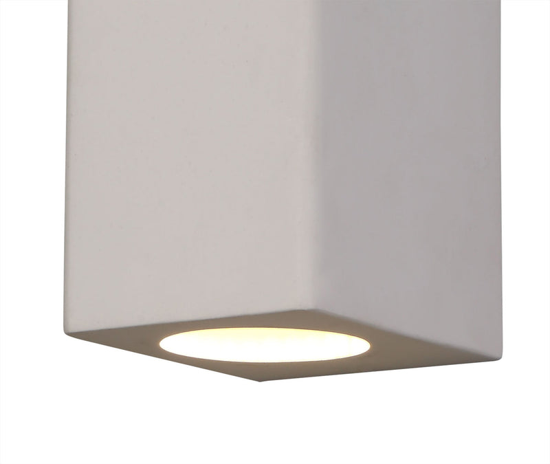 Deco Alina Rectangular Up & Down Wall Lamp, 2 x GU10, White Paintable Gypsum • D0496