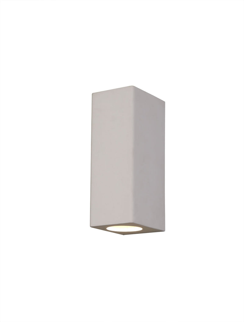 Deco Alina Rectangular Up & Down Wall Lamp, 2 x GU10, White Paintable Gypsum • D0496