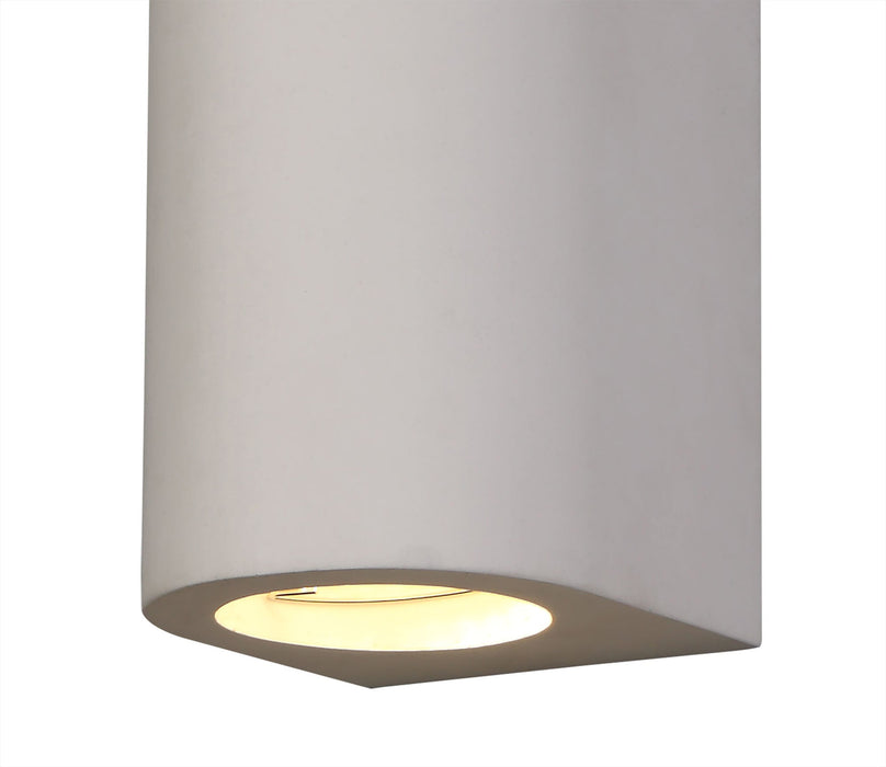 Deco Alina Cylinder Up & Down Wall Lamp, 2 x GU10, White Paintable Gypsum • D0497