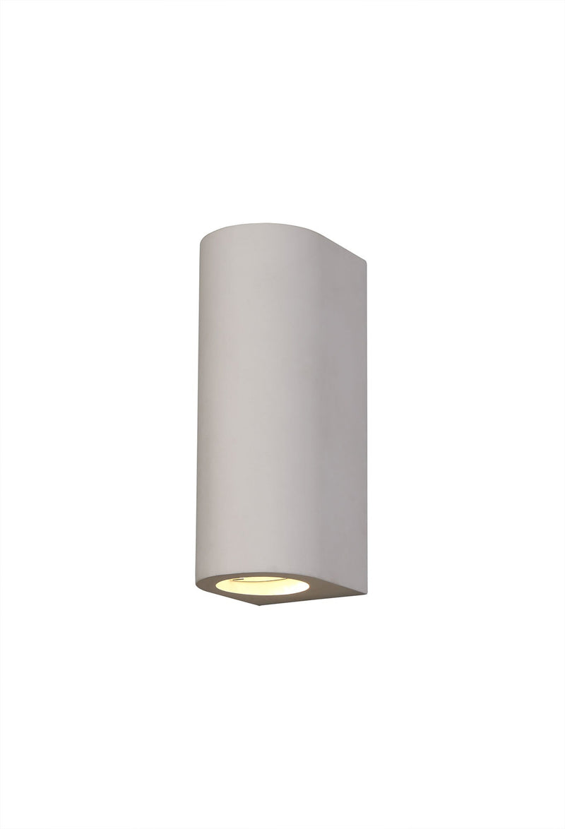 Deco Alina Cylinder Up & Down Wall Lamp, 2 x GU10, White Paintable Gypsum • D0497