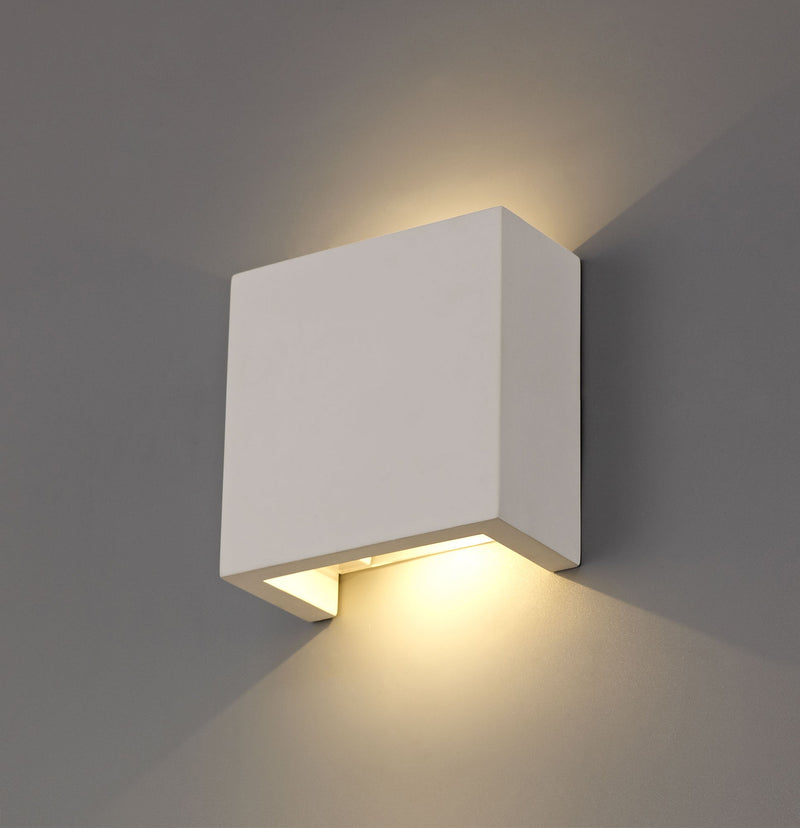 Deco Alina Square Wall Lamp, 6.5W LED, 3000K, 592lm, White Paintable Gypsum, 3yrs Warranty • D0498