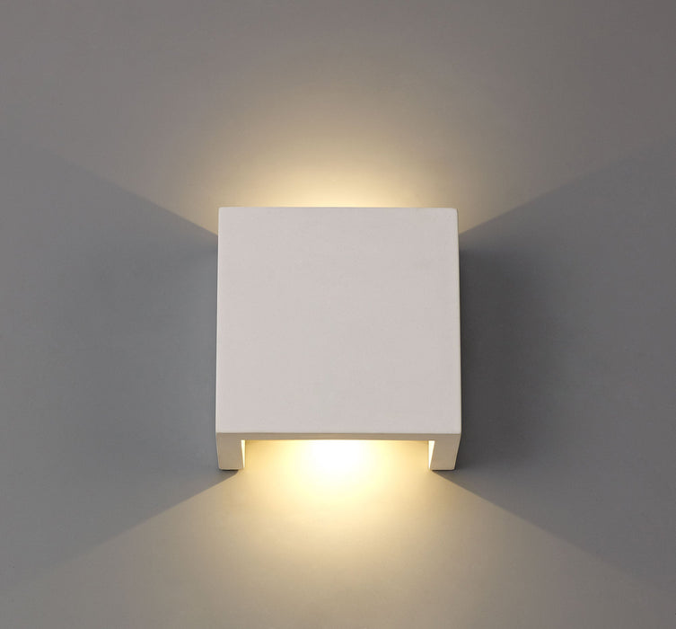 Deco Alina Square Wall Lamp, 6.5W LED, 3000K, 592lm, White Paintable Gypsum, 3yrs Warranty • D0498