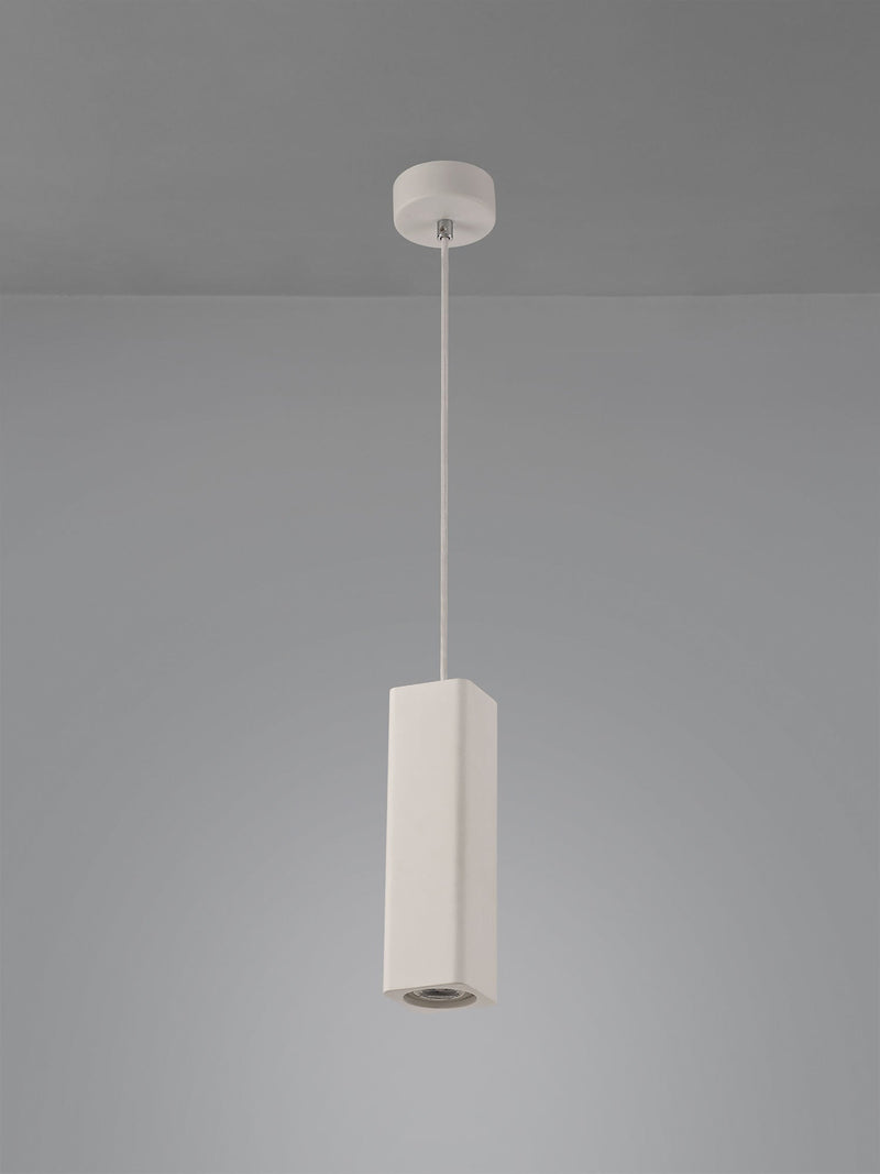 Deco Alina Rectangluar Pendant, 1 x GU10, White Paintable Gypsum • D0501