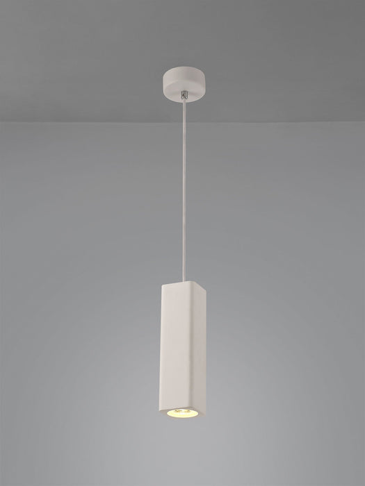 Deco Alina Rectangluar Pendant, 1 x GU10, White Paintable Gypsum • D0501