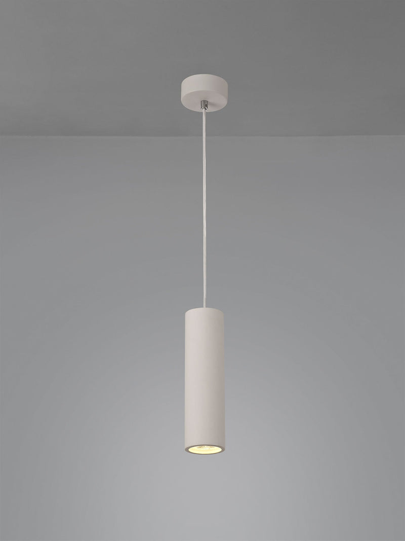 Deco Alina Cylinder Pendant, 1 x GU10, White Paintable Gypsum • D0502