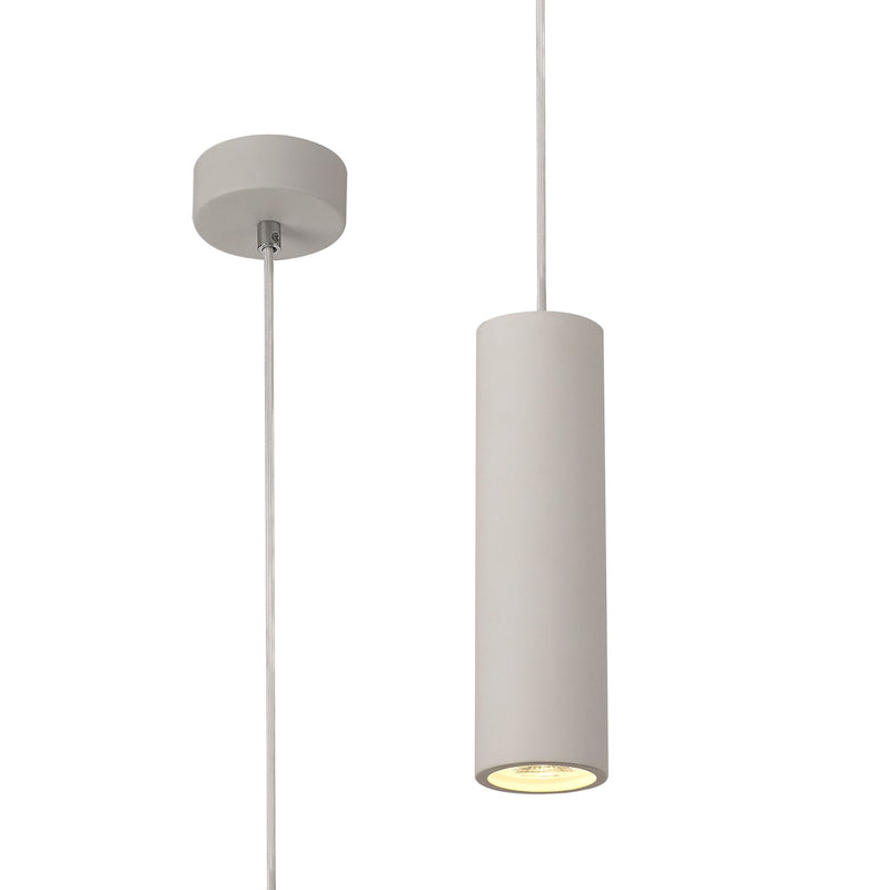 Deco Alina Cylinder Pendant, 1 x GU10, White Paintable Gypsum • D0502