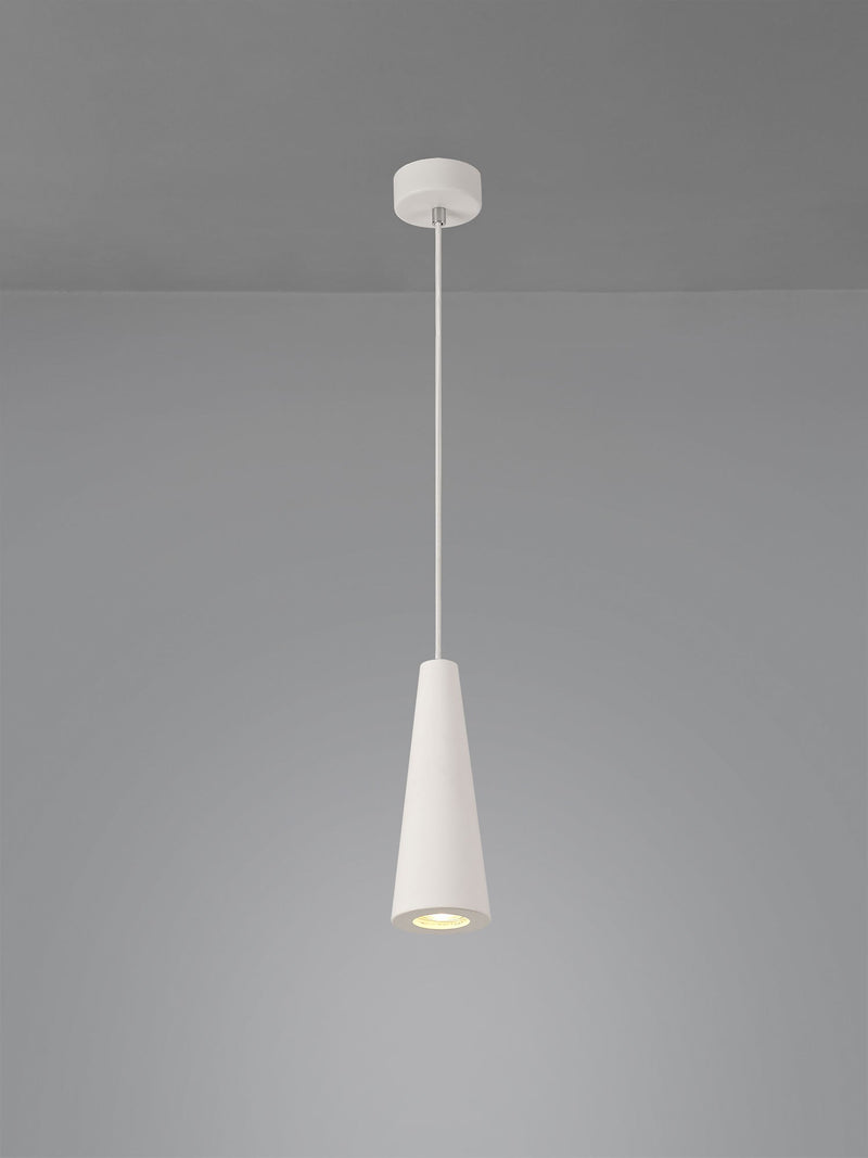 Deco Alina Cone Pendant, 1 x GU10, White Paintable Gypsum • D0503