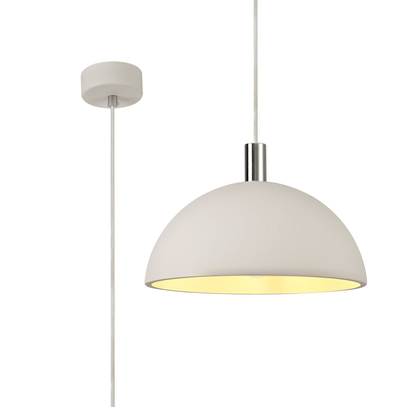 Deco Alina Dome Pendant, 1 x E27, White Paintable Gypsum • D0504