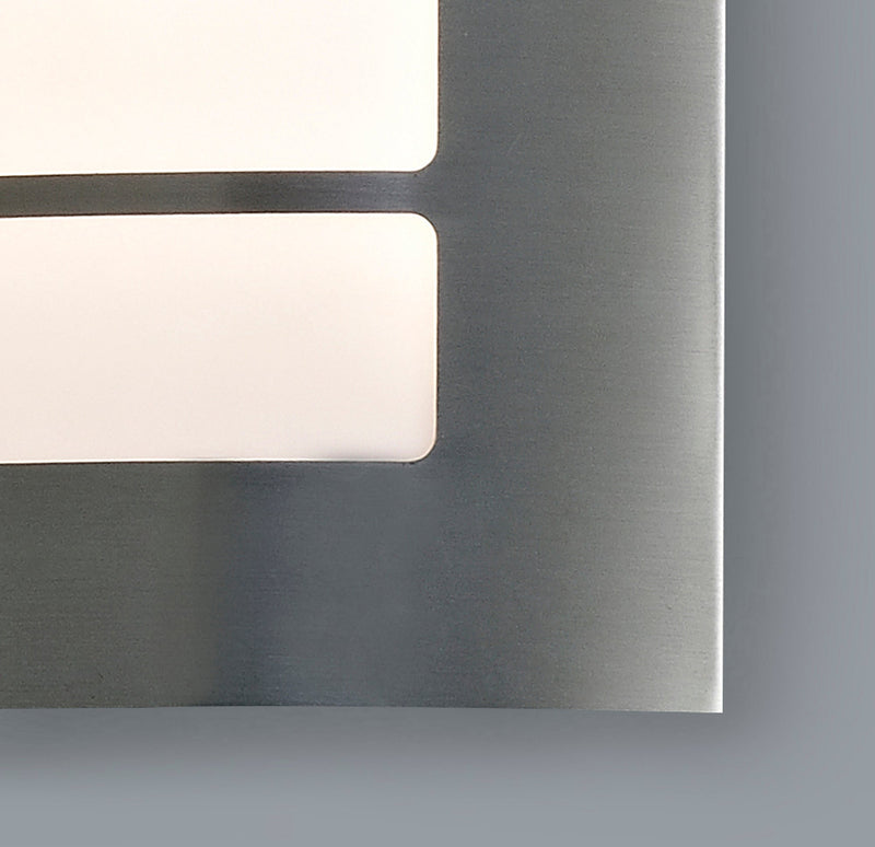 Deco Allegra Flush Wall Lamp 216mm x 178mm With Rectangular Slot Cover, 14W LED IP44, Ext/Interior, 4000K, Stainless Steel /Frosted PC Diffuser • D0263