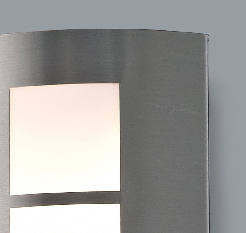 Deco Allegra Flush Wall Lamp 216mm x 178mm With Square Grid Cover, 14W LED IP44, Ext/Interior, 4000K, Stainless Steel /Frosted PC Diffuser • D0264