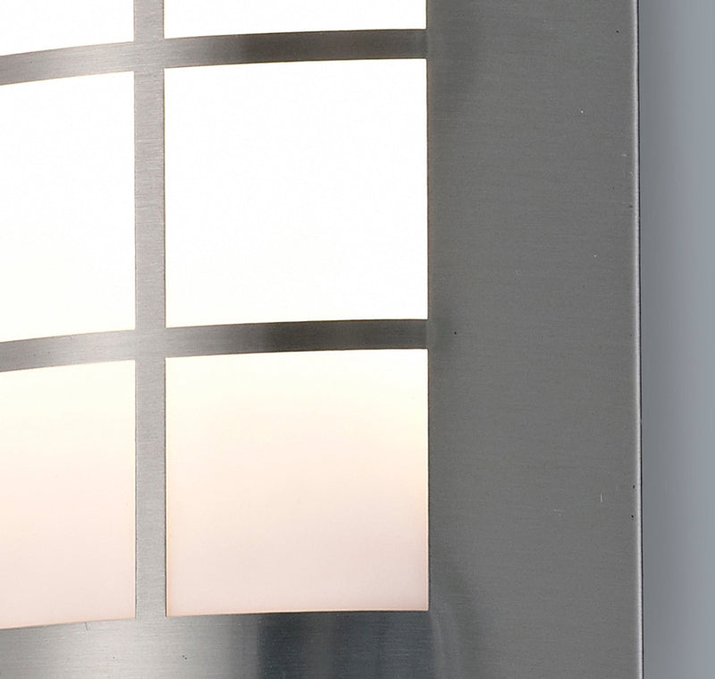 Deco Allegra Flush Wall Lamp 216mm x 178mm With Square Grid Cover, 14W LED IP44, Ext/Interior, 4000K, Stainless Steel /Frosted PC Diffuser • D0264