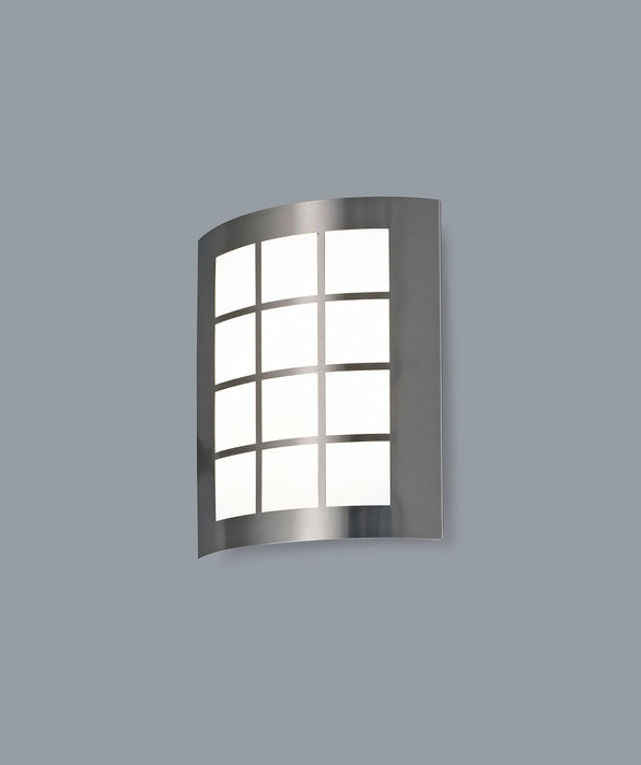 Deco Allegra Flush Wall Lamp 216mm x 178mm With Square Grid Cover, 14W LED IP44, Ext/Interior, 4000K, Stainless Steel /Frosted PC Diffuser • D0264