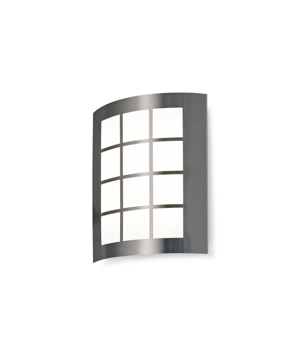Deco Allegra Flush Wall Lamp 216mm x 178mm With Square Grid Cover, 14W LED IP44, Ext/Interior, 4000K, Stainless Steel /Frosted PC Diffuser • D0264