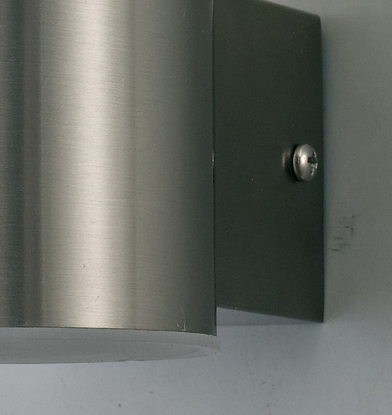 Deco Alpin Upward Lighting Cylinder Wall Lamp, 10W LED IP44, Ext/Interior, 4000K, Stainless Steel /Frosted Polycarbonate Diffuser • D0261