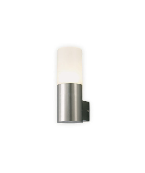 Deco Alpin Upward Lighting Cylinder Wall Lamp, 10W LED IP44, Ext/Interior, 4000K, Stainless Steel /Frosted Polycarbonate Diffuser • D0261