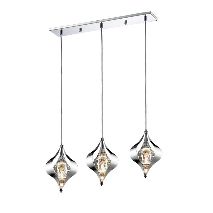 Diyas Amano Linear Pendant Line 3 Light G9 Polished Chrome, Crystal • IL30583